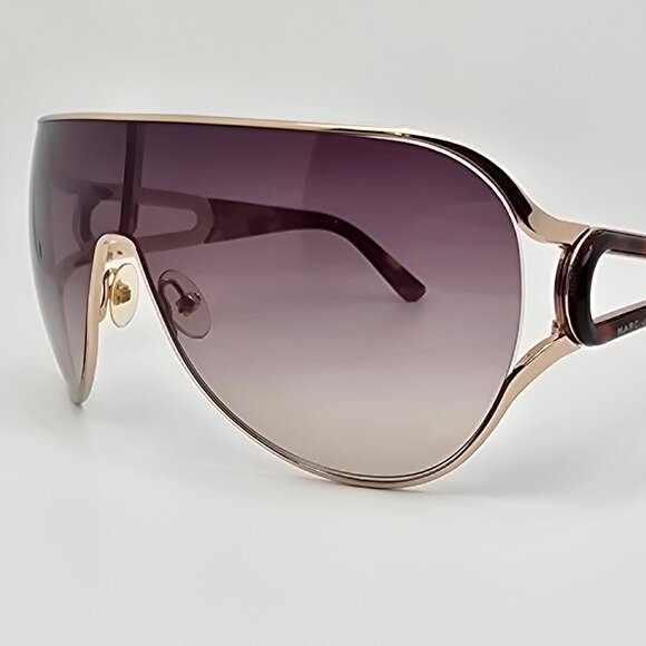 Marc Jacobs MJ106/S Gold Havana Frame Brown Gradient Lens Shield Sunglasses - Picture 1 of 12